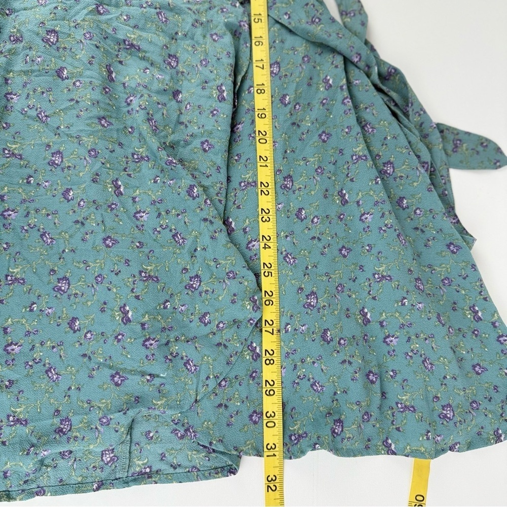 Miami Green Floral Wrap Dress Size‎ S Ruffle Short Sleeve Lightweight - Picture 5 of 7